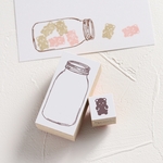瓶と小さなクマさんクッキーのラバースタンプ〈ゴム印はんこ〉
