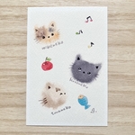 🐈透明水彩画「猫ちゃんたち」 イラストポストカード ねこ 🐈