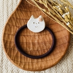 ねこと春色お花のヘアゴム