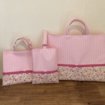 《coconuttsu様オーダー品》＊受注製作＊　花柄×ピンクストライプ♡リボンセット
