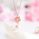 桜とコットンパールのネックレス