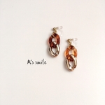 小ぶりでシンプル☆ブラウンチェーンピアス.イヤリング　樹脂ピアス.樹脂イヤリング ノンホールピアス.ノンホールイヤリング