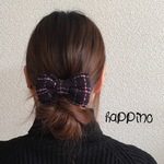 【数量限定】ツイード　ダブルリボン　ヘアゴムorバレッタ　ボルドー