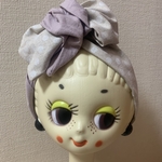 ワイヤー入りボリュームヘアターバン　くすみピンク×ナチュラルドット