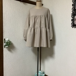 綿ベージュ　ギャザー　ブラウス💕