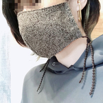★再再再再再販★＊秋冬用＊ツイード立体マスク＊リボンゴムブラウン＊調整可能＊オーガニックダブルガーゼ＊温かい＊耳が痛くなりにくい＊