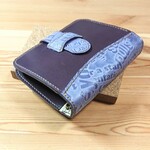 藤色のミニシステム手帳(手縫い糸;タン)