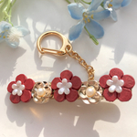 【再販】赤の合皮のお花キークリップ