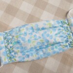 【送料無料】スモッキング刺繡のギャザーマスク＊ブルー＊
