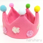 ♡フェルトのやわらかお誕生日のかんむり♡クラウン  花ビラ ピンク