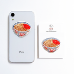 チェーン店の 牛丼 の  2WAYS！刺繍のアイロンワッペン＆ステッカー スマホケースにも！