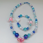 ★送料込★ キッズ　ベビー　子供　ネックレス　ブレスレット　プリンセス　アクセサリー　ブルー系　シンデレラ　おしゃれセット　遊び　花　キャンディ　ハート