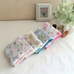 ８重ガーゼハンカチ４set*北欧調小鳥とフラワーガーデン*バード*優しい色合い*ローズピンク*ブルー*お布団ガーゼ*手洗い*コンパクトサイズ*女の子