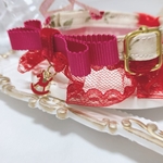 首輪❤︎レッドレース付き花柄❤︎