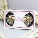 エレガントオーガンジー×コットンパールビジュー(モノトーン)♡送料込み