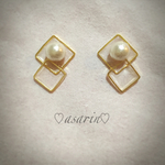 オープン価格！コットンパールとスクエアのクリアピアス