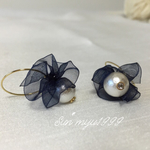 ふんわりリボンとコットンパールのピアス_kn..【M】