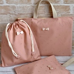 S様オーダー品　さくらんぼ柄のレッスンバッグ３点セット
