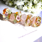 天然石とボタニカル　バレッタ　レジン　春　夏　秋　冬　桜　ピンク　紫　鉱石　かすみ草　パワーストーン