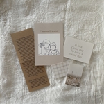 ( beige )wall decoration card set ♡♡ / ウォールデコ 置き画 ポストカード スマホ用カード 韓国インテリア　ベージュ　線画　チェック 花