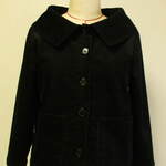 ベッチン素材(やや光沢感あり) 大きなショールカラーのジャケット(裏地無し)８～９分丈袖　Ｍ～Ｌサイズ　黒　受注生産