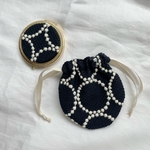 コンパクトミラー *⚮* tambourine navy wool&linen *⚮*