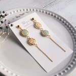 送料無料＊ドライフラワー×くすみカラーロングピアス/イヤリング　ミントグリーン