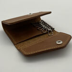 在庫処分価格 レザーキーチェーンウォレット Brown キーケース