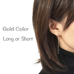 華奢*一粒クリスタル×line【gold】［ピアス/イヤリング］