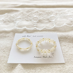 小さいお花のビーズリング.＊ ミルキーホワイト　2点セット