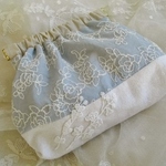 薔薇*刺繍生地*アンティークリネン*バネポーチ