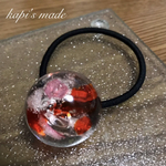 琉球ガラスのヘアゴム☆半球 赤系