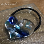 琉球ガラスのヘアゴム ♡ ハート クリアブルー♡ レジン 