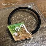 桜のヘアゴム☆桜グリーン☆ひし形