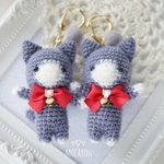 ロシアンブルー風♡にゃんこ あみぐるみキーホルダー