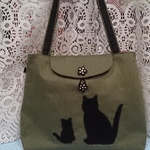 ヴィンテージデニムで親子猫大きめトートバッグをまたまた、作りました。