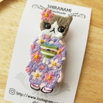 [春]お着物猫ちゃんのブローチ