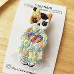 [春]お着物猫ちゃんのブローチ