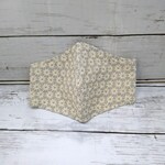 【サイズが選べる】花柄刺繍綿レース生地（マーガレット柄）立体布マスク（グレー）