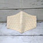 感謝セール【Ｍサイズ】花柄刺繍綿レース生地（マーガレット柄）立体布マスク（ホワイト＆ナチュラル）