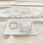 お花のビーズリング.＊ クリアピンク×クリア　2点セット