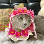 ☆単品決済【猫用】桃の花冠&ケープセット