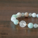 ✩.*˚華やぐミックスベリルとホワイトカルセドニーオーラのブレスレット✩.*˚ No.50