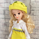 レトロワンピース(ミモザ) 帽子付き2点セット