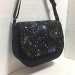 帆布ショルダーバック★ブラック＆星空プリント