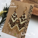NO.601-brown フリンジ ビーズ ピアス 豹柄 ヒョウ柄 レオパード 茶色 [受注制作] 