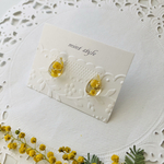小さな小さなミモザの雫イヤリング/ピアス  アレルギー対応ステンレス製ピアス