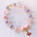猫の首輪🐈ポップキャンディビーズ🍬ネックレス首輪♡さくらんぼチャーム🍒