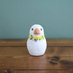 春の文鳥〜ミモザの花飾り〜