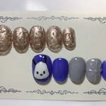 ポチャッコヒョウ柄風ミラーネイルチップ